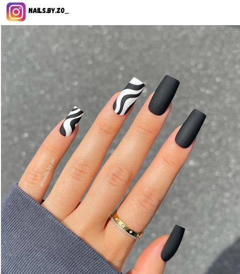 black accent nail polish design