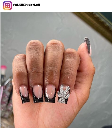 black accent nail design