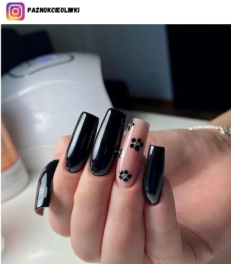 black accent nail design