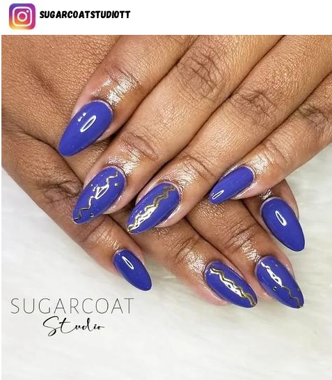 blue and gold nail art
