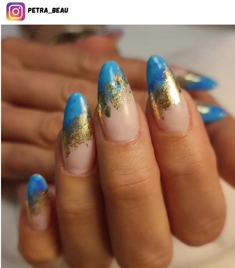 blue and gold nails