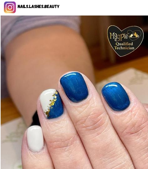 blue and gold nail polish design