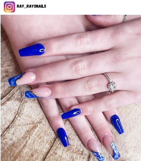 blue and gold nail design ideas