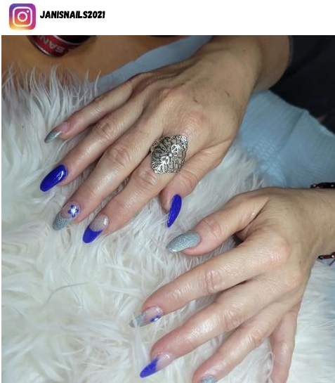 blue and silver nails