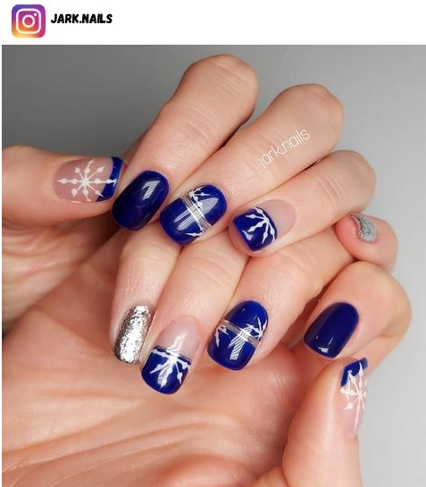 blue and silver nails