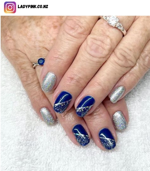 blue and silver nail art