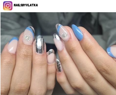 blue and silver nail designs