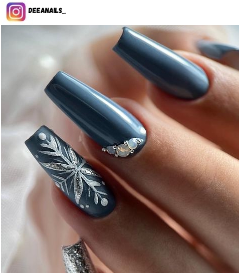 blue and silver nail art