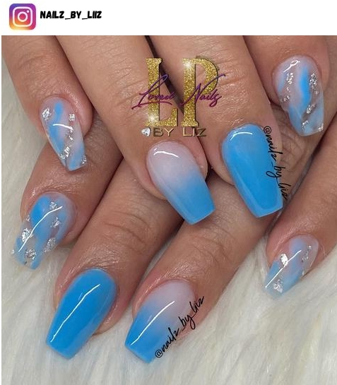 blue and silver nail polish design