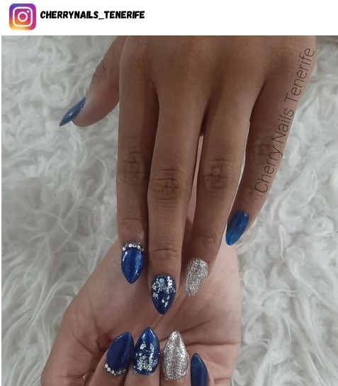 blue and silver nail design ideas