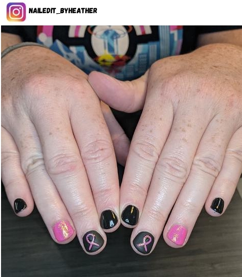 breast cancer nail design