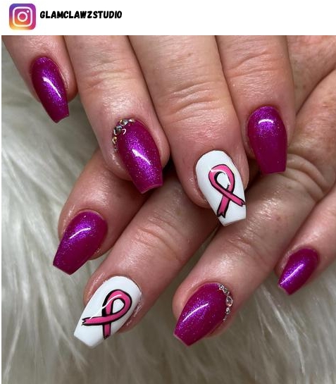 breast cancer nail design