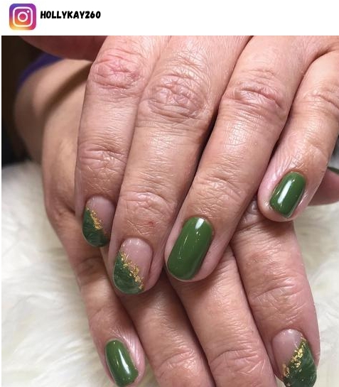 green and gold nail design