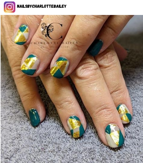 green and gold nail design ideas