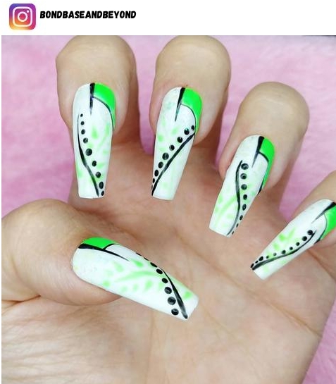 green coffin nail designs