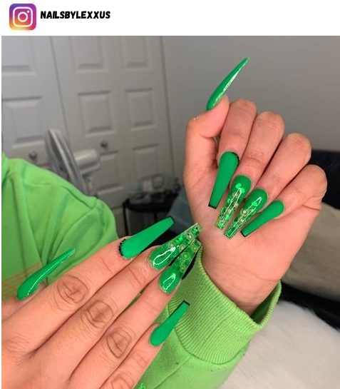 green coffin nail polish design