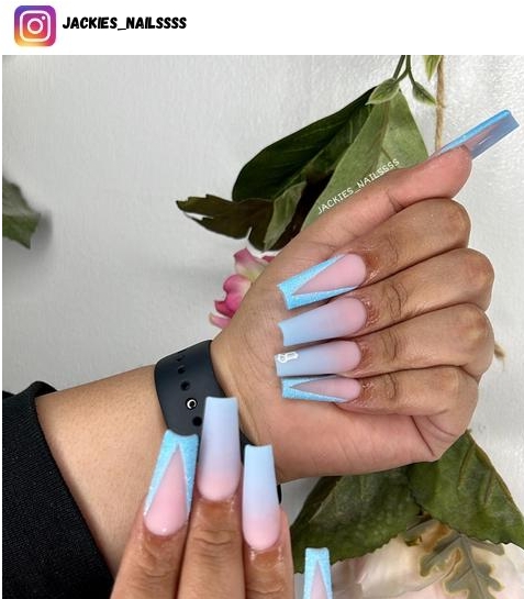light blue ombre nail polish design
