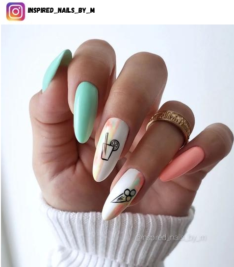 peach nail polish design