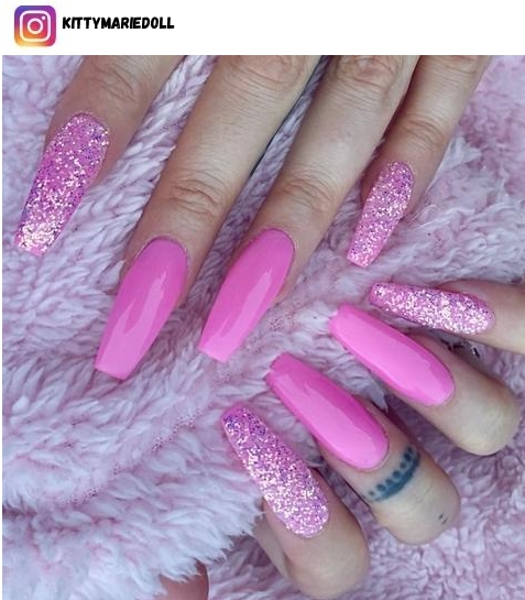 pink coffin nail art