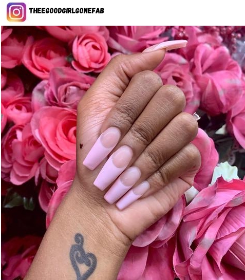 pink coffin nail design