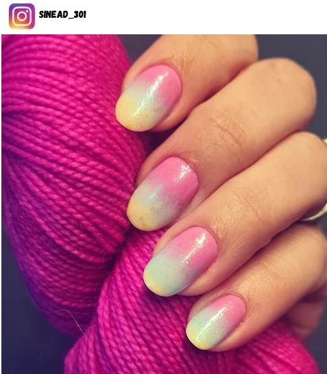 rainbow ombre nail polish design