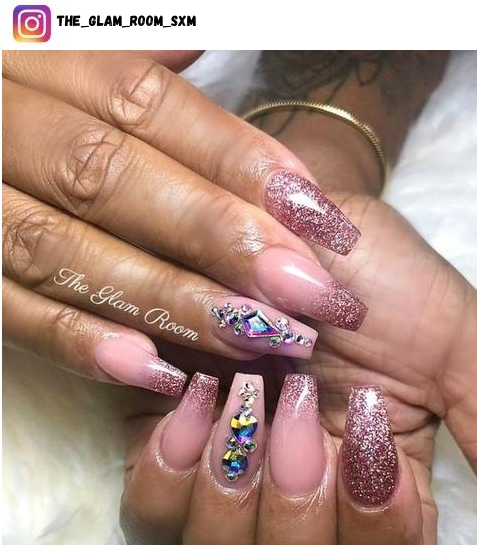 rose gold glitter nail designs