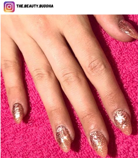 rose gold glitter nail design
