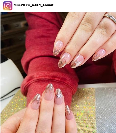 rose gold glitter nail design ideas