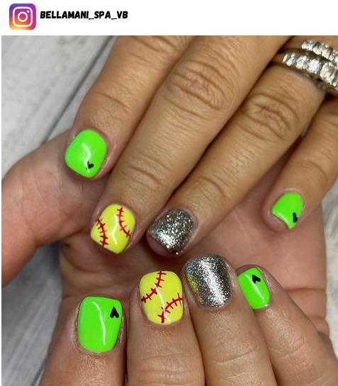 softball nail polish design