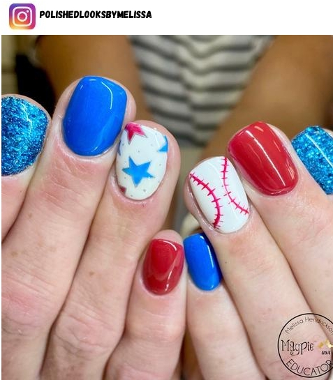 softball nail polish design