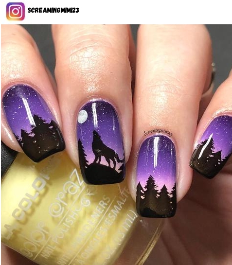 wolf nail polish design