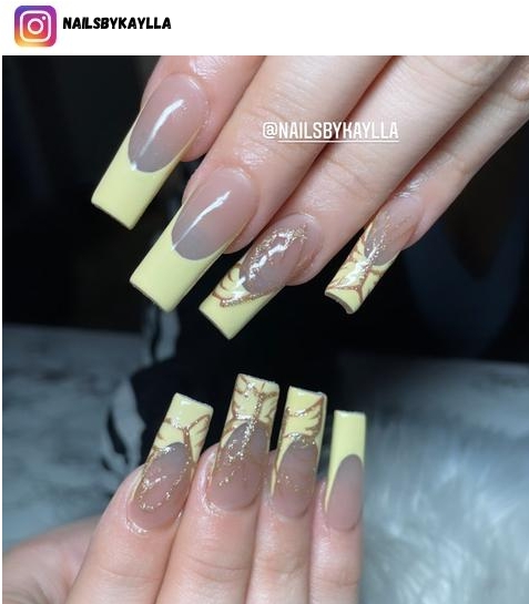 yellow french tip nail design ideas