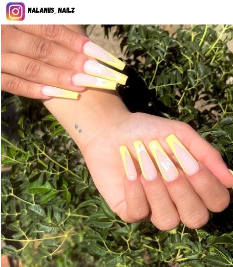 yellow french tip nail polish design