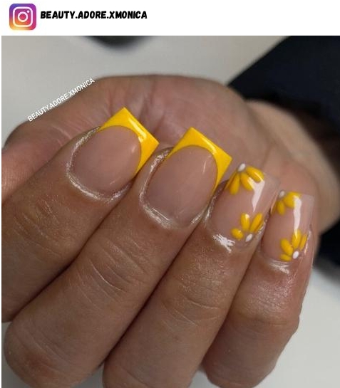 yellow french tip nail designs