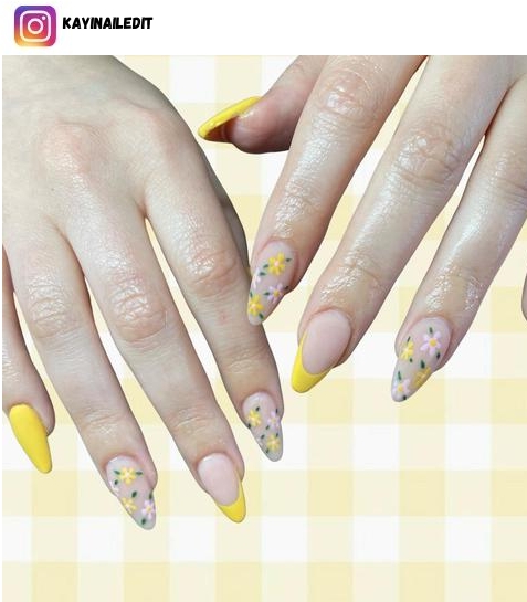 yellow french tip nail art
