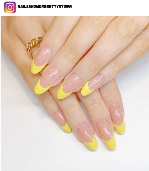 yellow french tip nail polish design