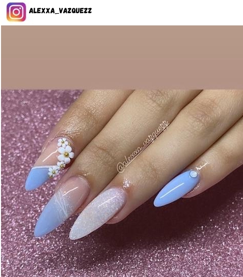 blue almond nail polish design