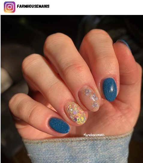 blue almond nail polish design