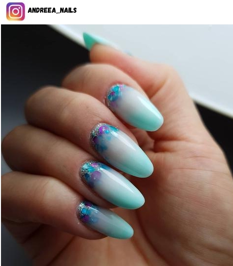 blue almond nail designs