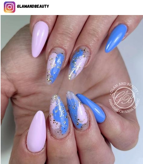 blue almond nail art