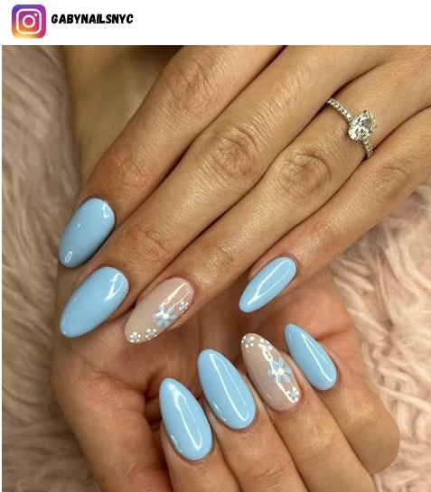blue almond nail art
