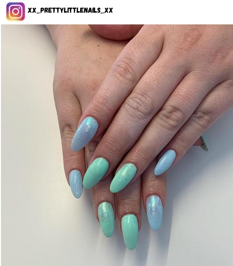 blue almond nail designs