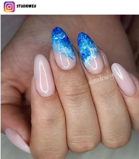 blue almond nail design
