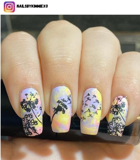 dandelion nail polish design