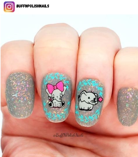 elephant nail polish design