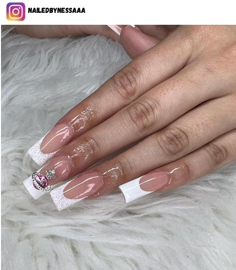 glitter french tip nail design