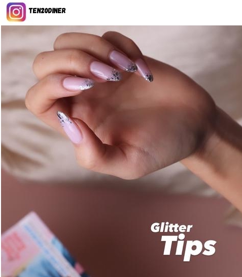 glitter french tip nail design