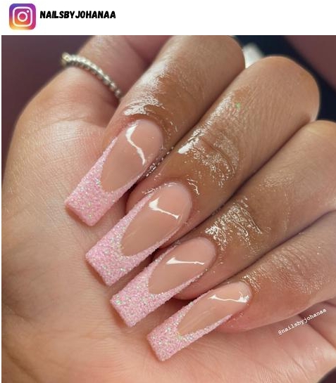 Solid Color French Tips Nails Nude Short Squoval | NOUMAY LIMITED