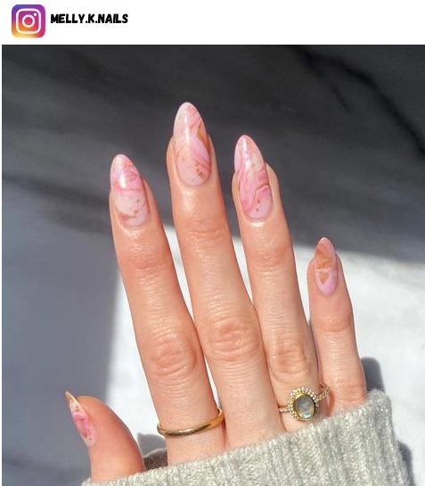 pink and gold nail designs