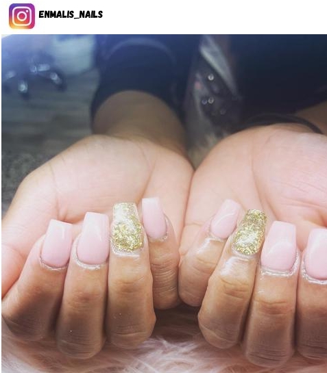 pink and gold nail design